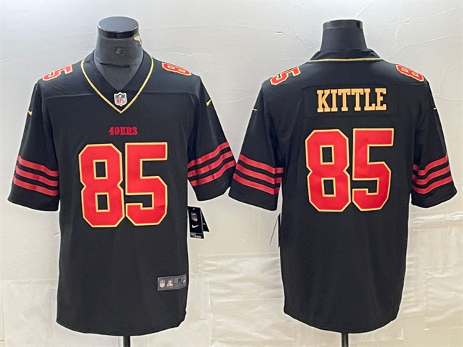 Men's San Francisco 49ers #85 George Kittle Black Gold Stitched Jersey Men's San Francisco 49ers #85 George Kittle Black Gold Stitched Jersey